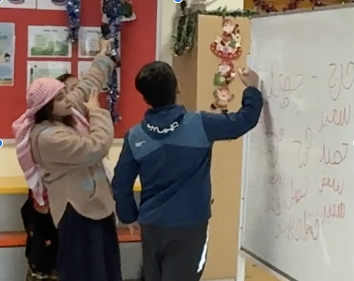 student learning Arabic